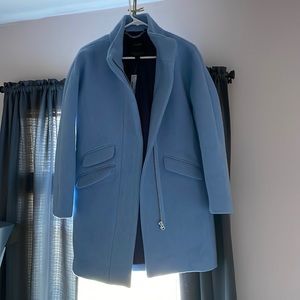 J Crew Italian Stadium Cloth Cocoon Coat in light blue